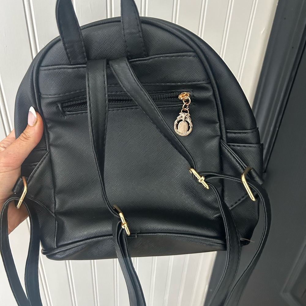 Black Mini Backpack with Bow Accent - Picture 6 of 9